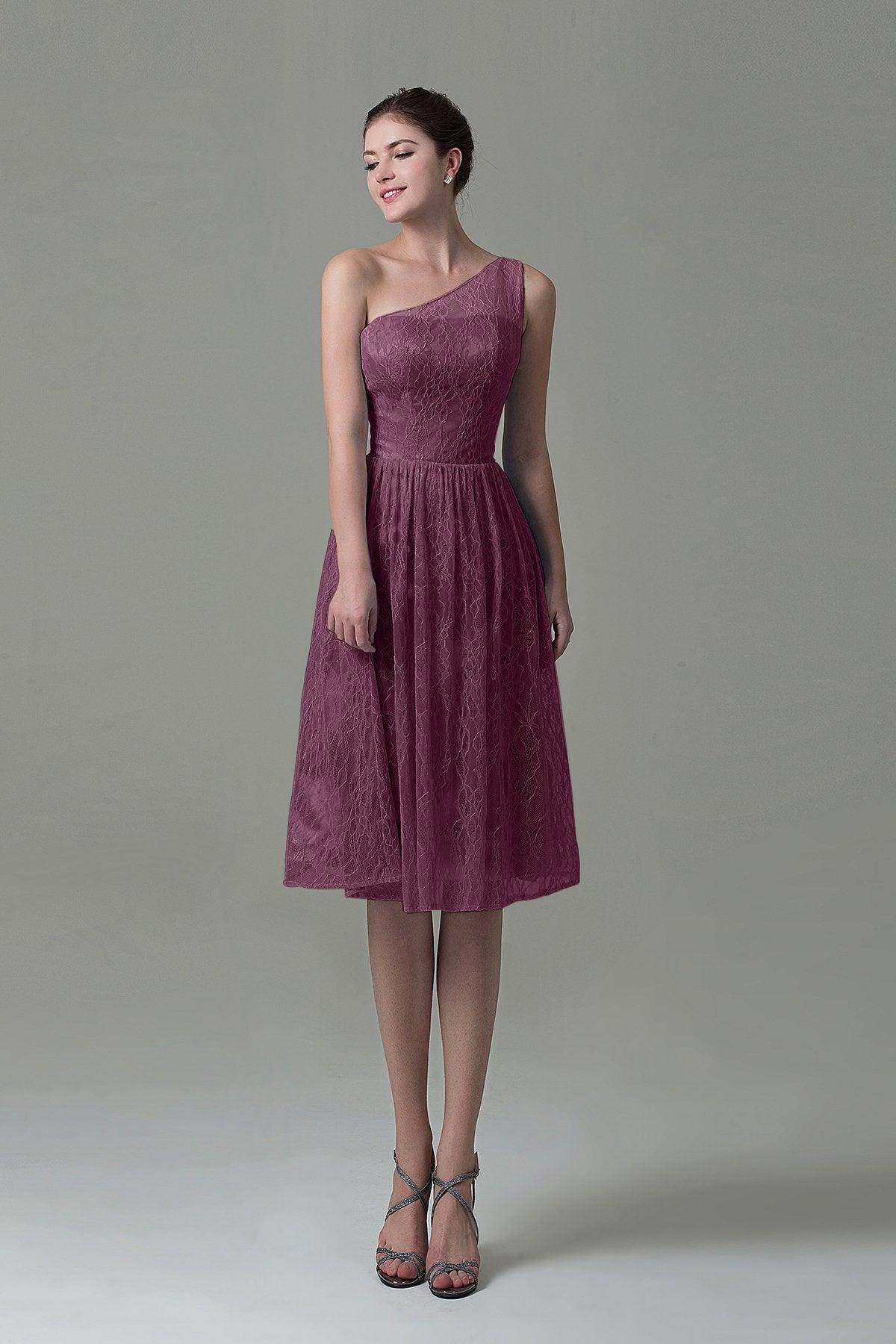 A-Line Knee Length Lace Bridesmaid Dress COZK16009 - COCOMELODY